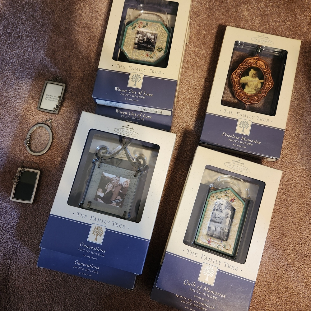 Hallmark Family Tree Ornaments Set - Blue, Brown, Green